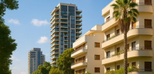 Modern and Bauhaus-style residential buildings in Tel Aviv, Israel — ideal for real estate transactions handled by a real estate lawyer in Israel.