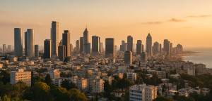 Tel Aviv skyline at sunset – commercial lawyer Tel Aviv serving Israel-wide clients